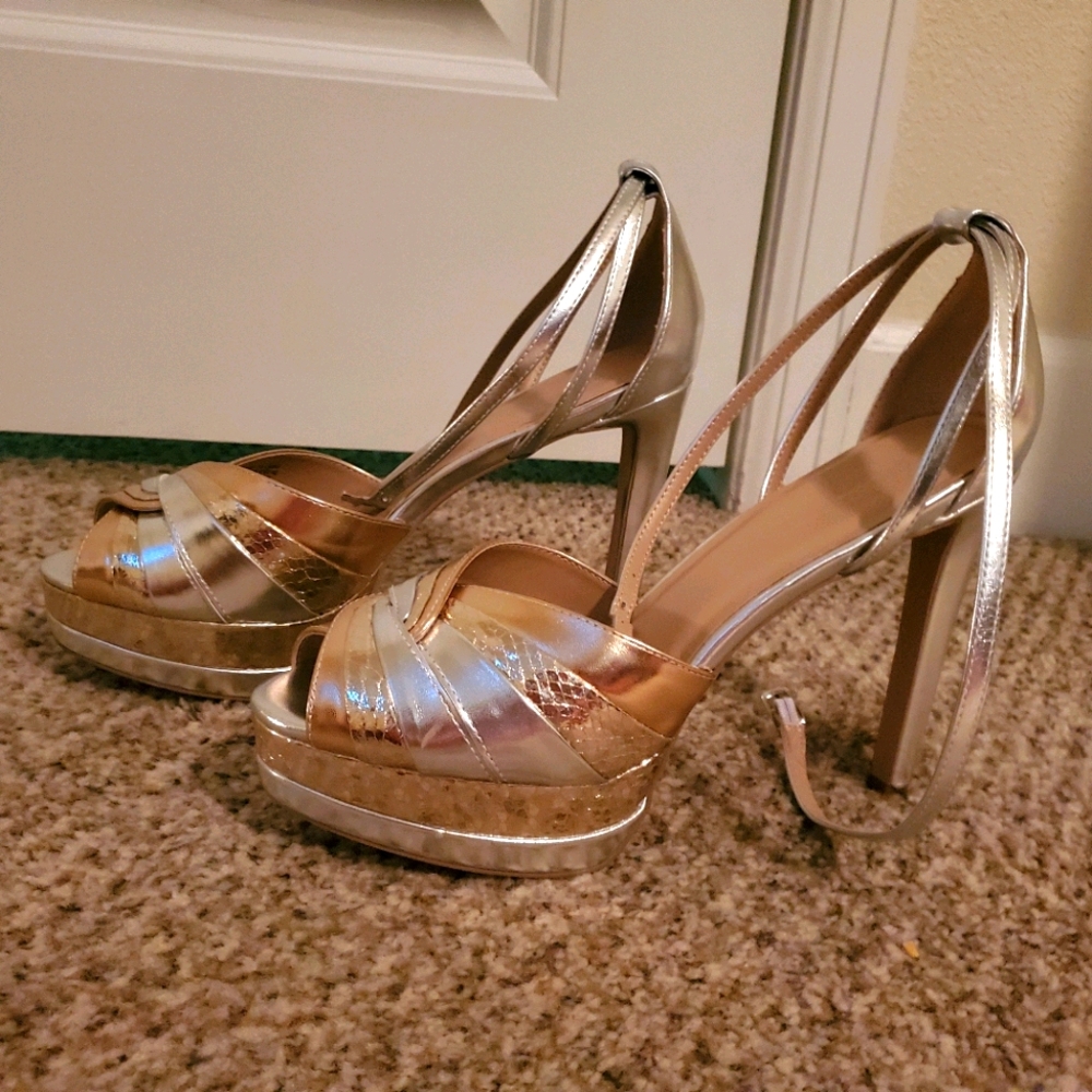 Platform silver and gold shoes